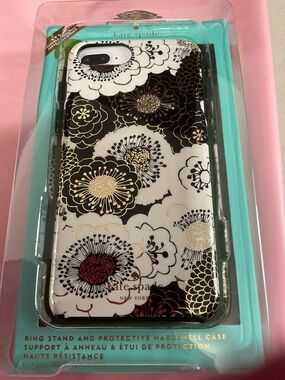 kate spade Black, White & Gold Floral iPhone Case with Ring Stand